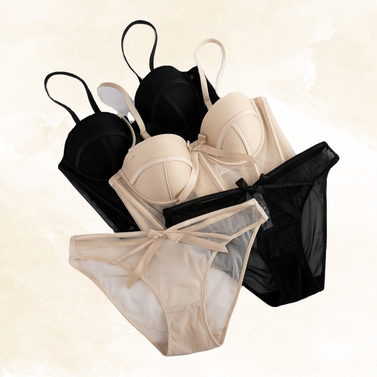 Women's Lightly Padded Wire Free Bra Panty Lingerie Set for Girl's Combo (Pack of 6) | L-164