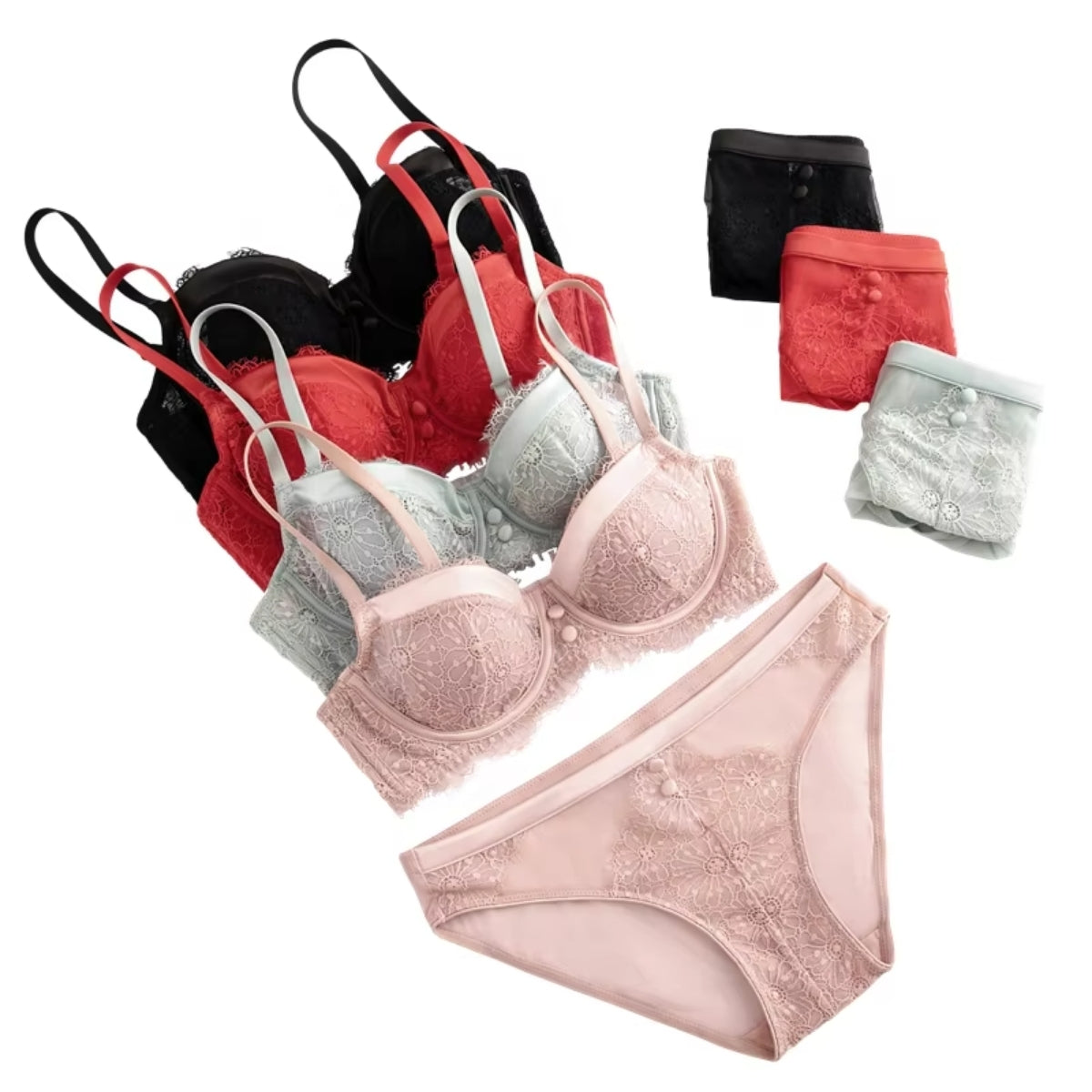 Women's Lightly Padded Wire Free Bra Panty Lingerie Set for Girl's Combo (Pack of 6) | L-165