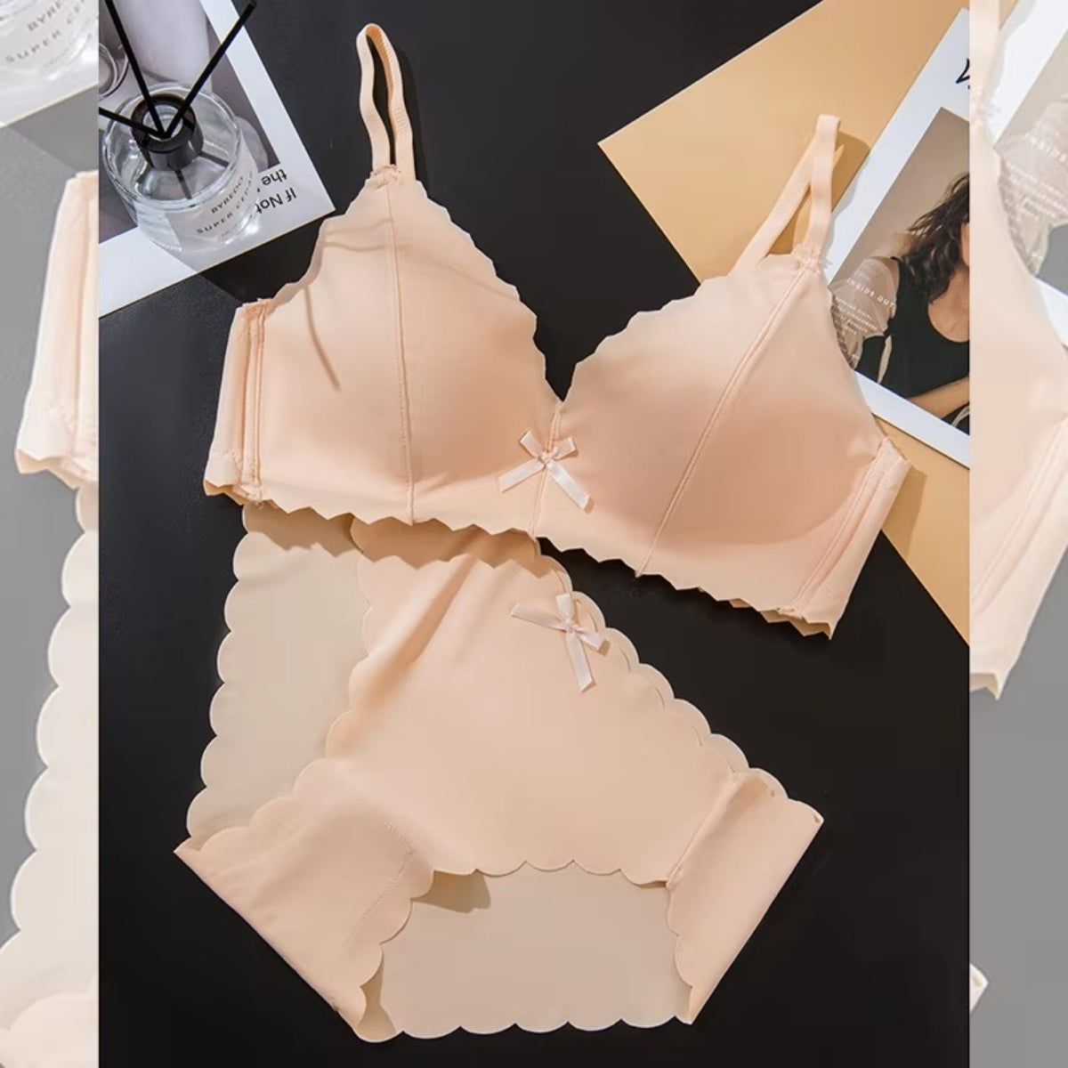 Women's Lightly Padded Wire Free Bra Panty Lingerie Set for Girl's Combo (Pack of 6) | L-144