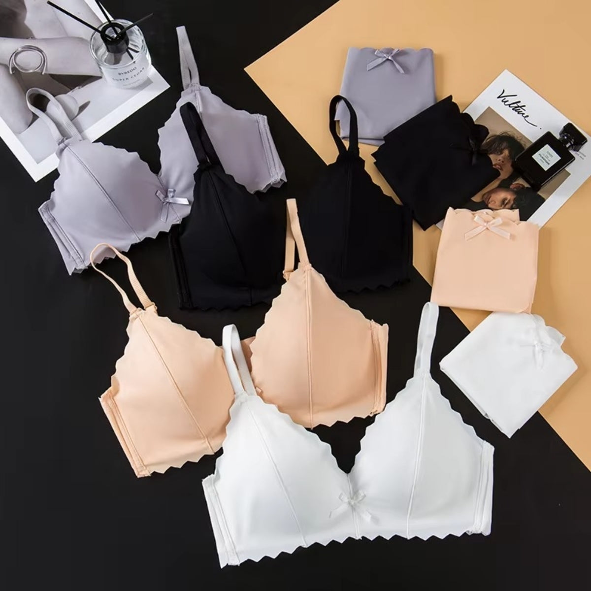 Women's Lightly Padded Wire Free Bra Panty Lingerie Set for Girl's Combo (Pack of 6) | L-144