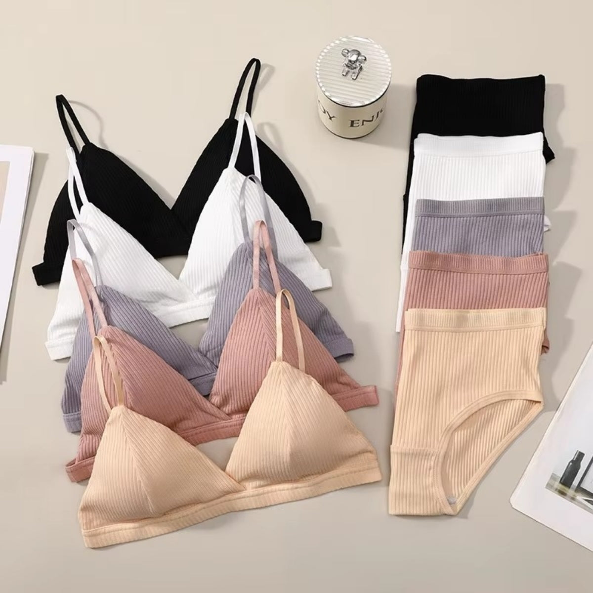 Women's Lightly Padded Wire Free Bra Panty Lingerie Set for Girl's Combo (Pack of 6) | L-145