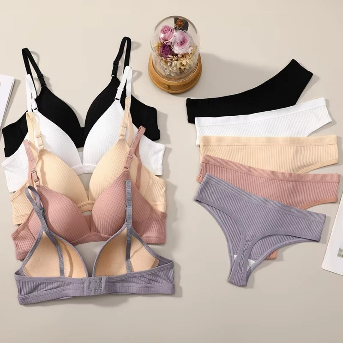 Women's Lightly Padded Wire Free Bra Panty Lingerie Set for Girl's Combo (Pack of 6) | L-146