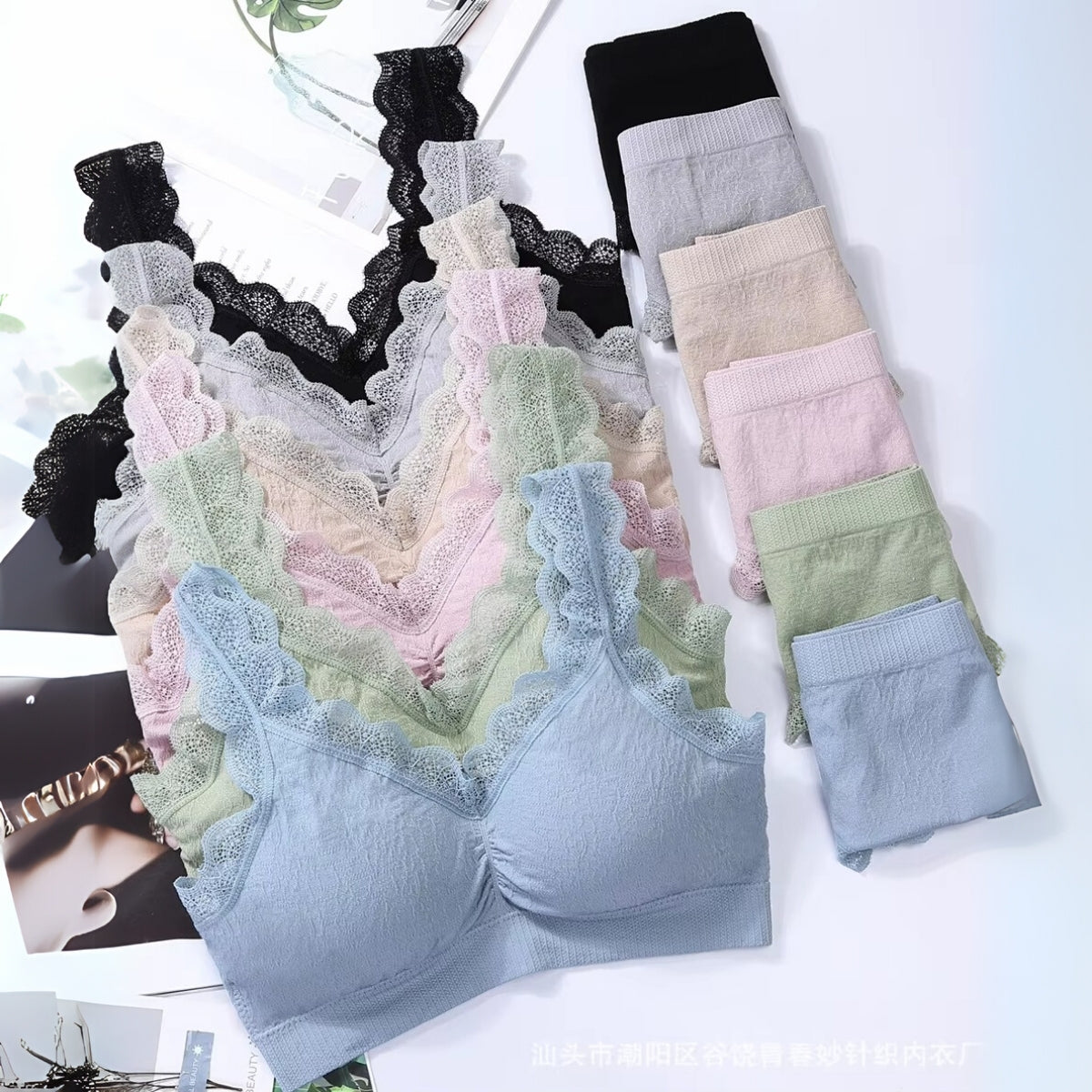 Women's Lightly Padded Wire Free Bra Panty Lingerie Set for Girl's Combo (Pack of 6) | L-143