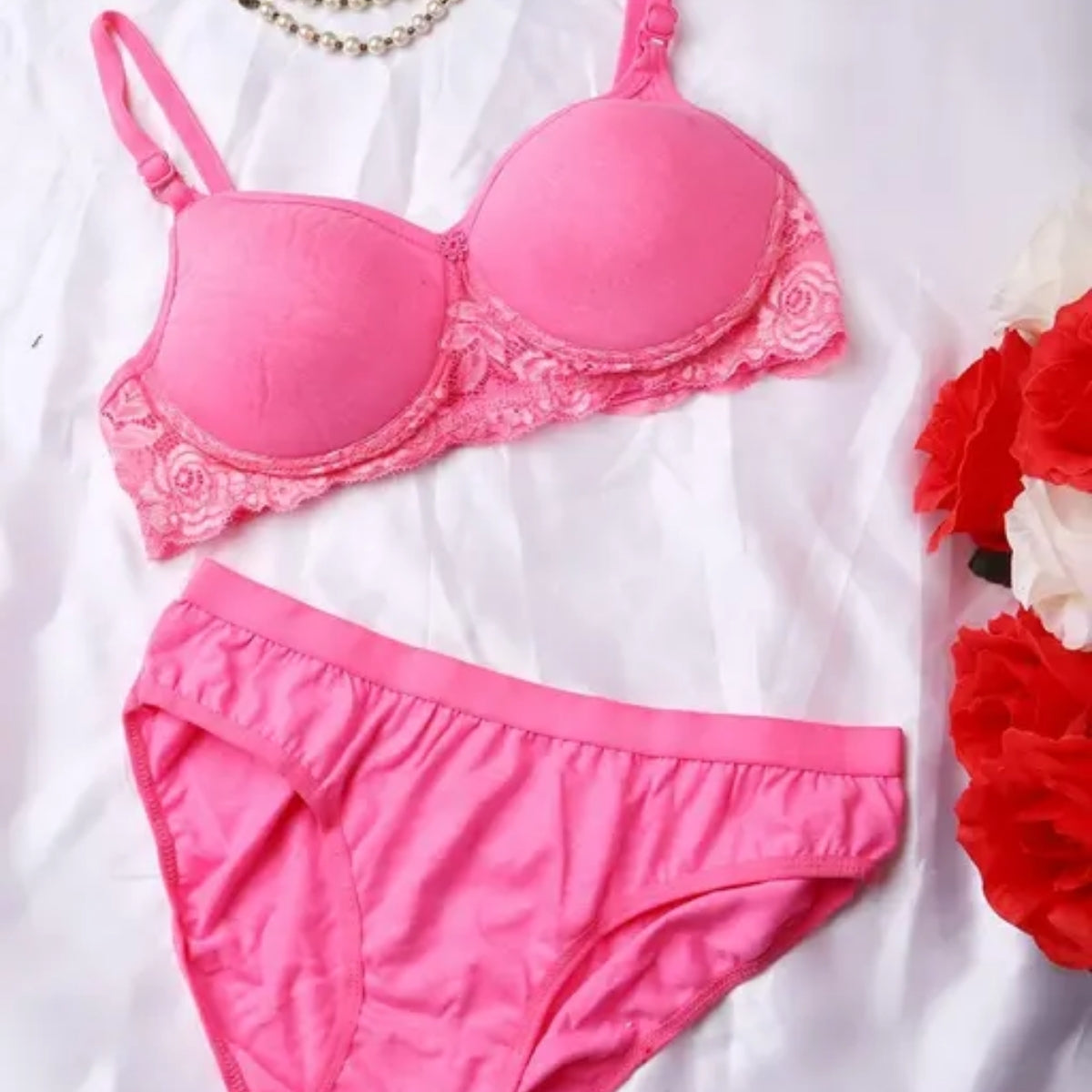 Women's Lightly Padded Wire Free Bra Panty Lingerie Set for Girl's Combo (Pack of 6) | L-151