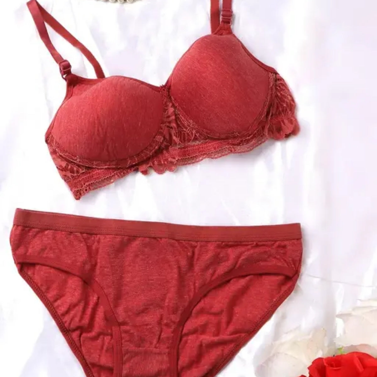 Women's Lightly Padded Wire Free Bra Panty Lingerie Set for Girl's Combo (Pack of 6) | L-151