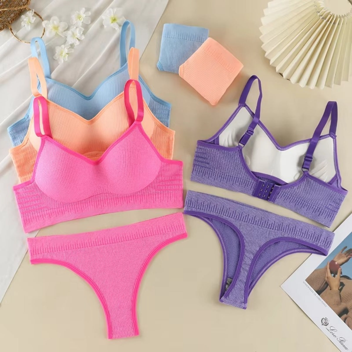 Women's Lightly Padded Wire Free Bra Panty Lingerie Set for Girl's Combo (Pack of 6) | L-152