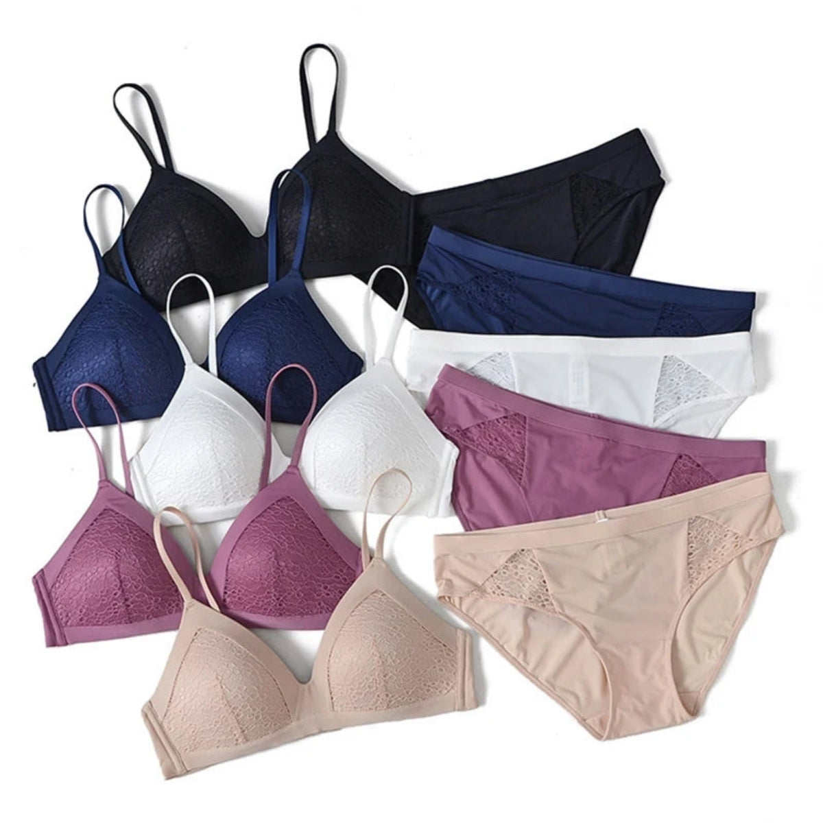 Women's Lightly Padded Wire Free Bra Panty Lingerie Set for Girl's Combo (Pack of 6)