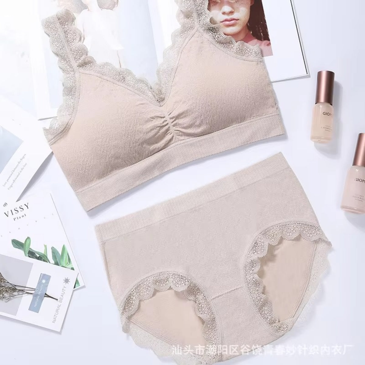 Women's Lightly Padded Wire Free Bra Panty Lingerie Set for Girl's Combo (Pack of 6) | L-143