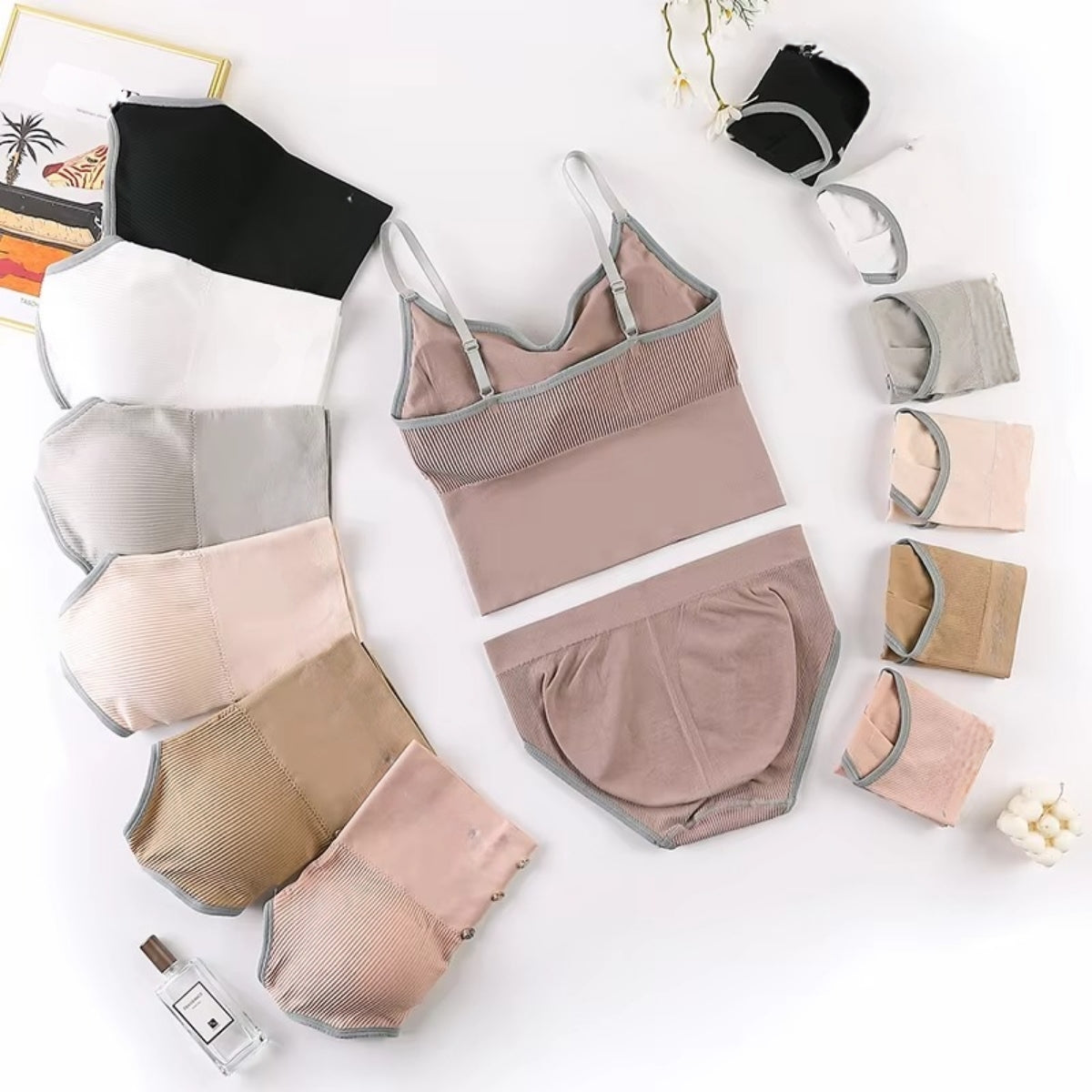 Women's Lightly Padded Wire Free Bra Panty Lingerie Set for Girl's Combo (Pack of 6) | L-154