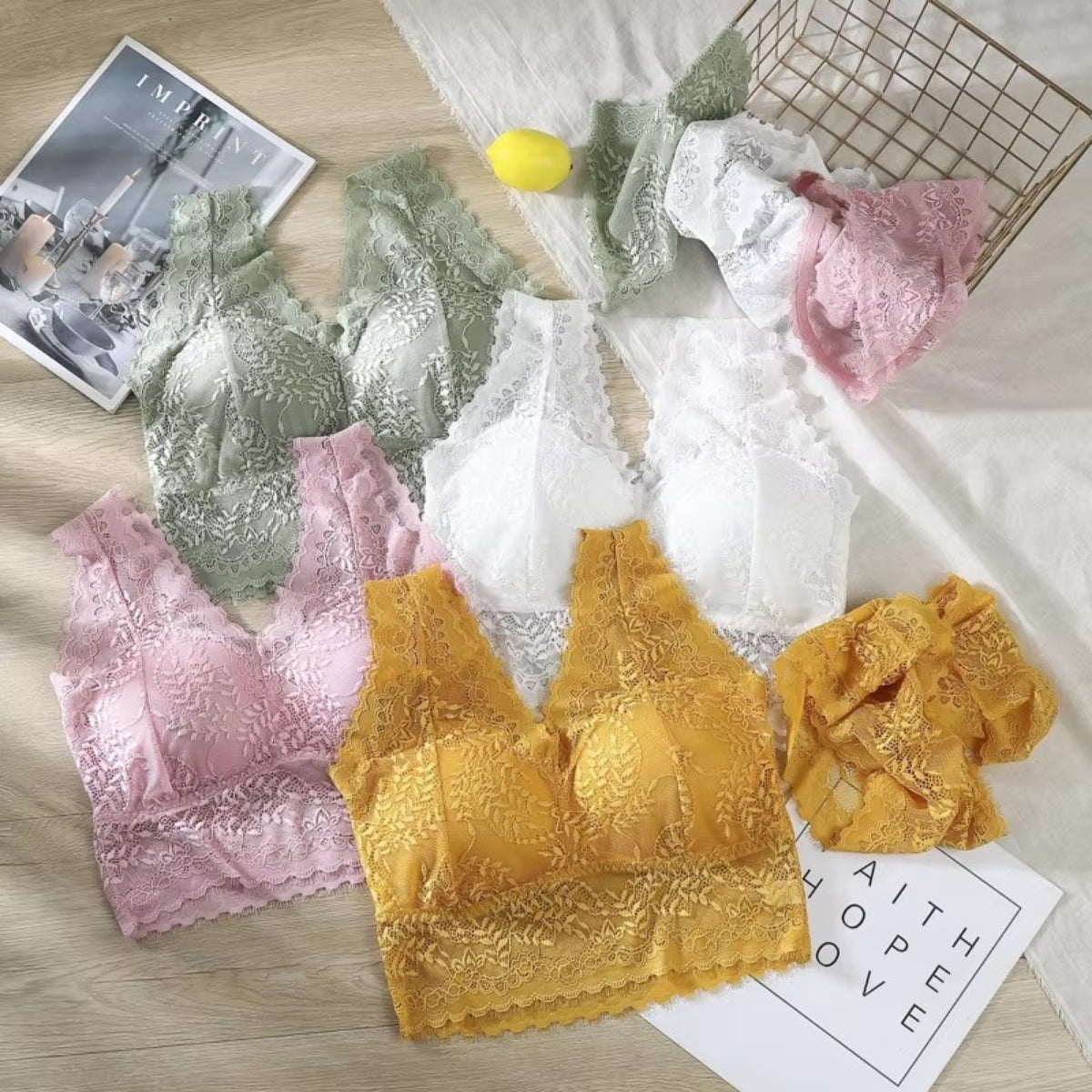 Women's Lightly Padded Wire Free Bra Panty Lingerie Set for Girl's Combo (Pack of 6) | L-155