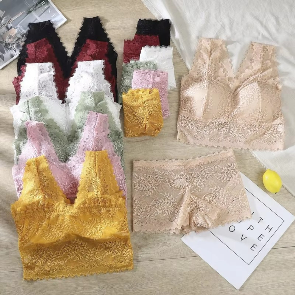 Women's Lightly Padded Wire Free Bra Panty Lingerie Set for Girl's Combo (Pack of 6) | L-155
