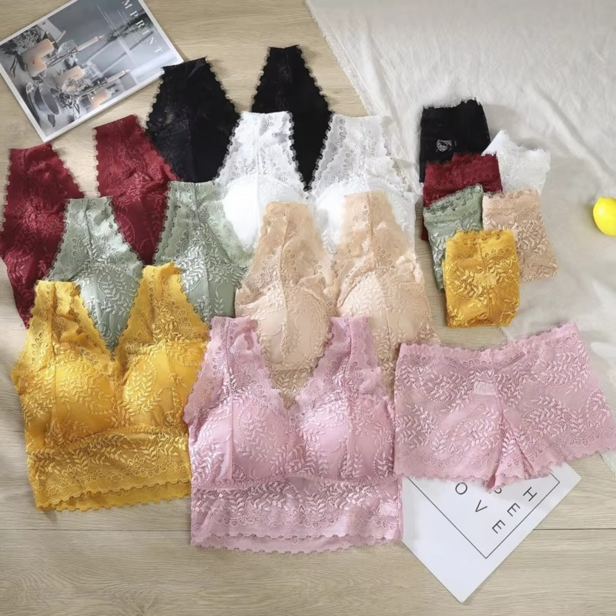 Women's Lightly Padded Wire Free Bra Panty Lingerie Set for Girl's Combo (Pack of 6) | L-155