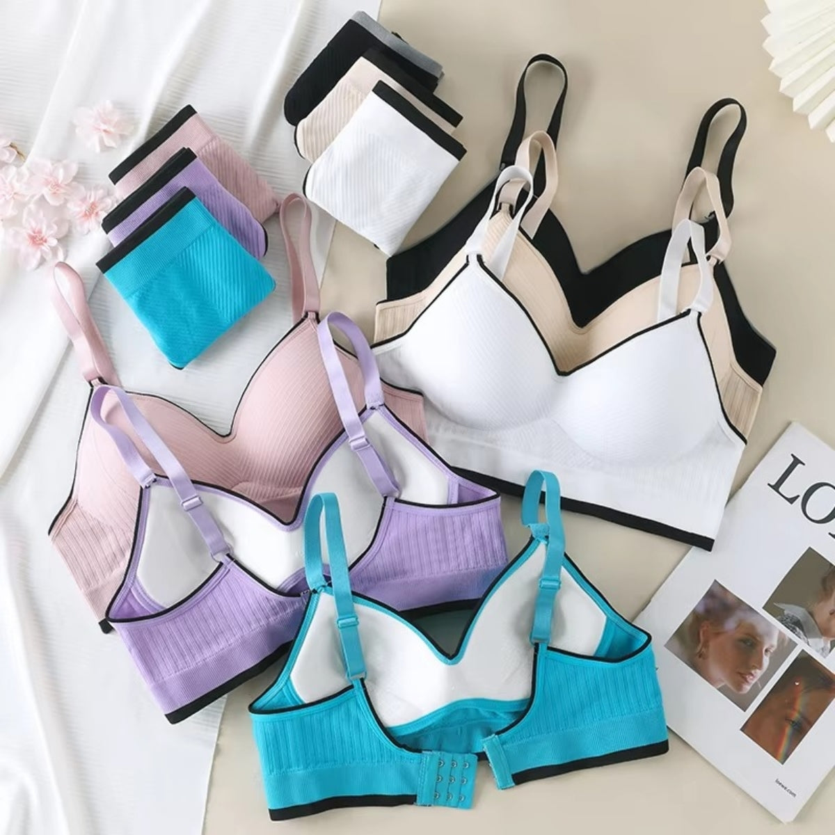 Women's Lightly Padded Wire Free Bra Panty Lingerie Set for Girl's Combo (Pack of 6) | L-156