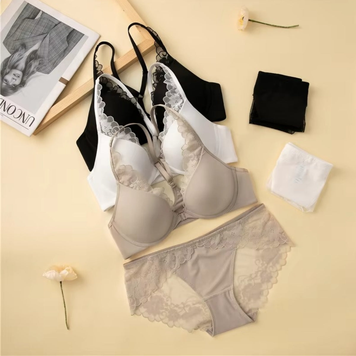 Women's Lightly Padded Wire Free Bra Panty Lingerie Set for Girl's Combo (Pack of 6) | L-162