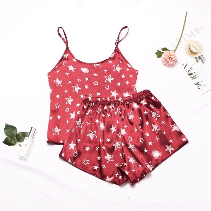 Red Star Satin Nightwear Set | NG-06