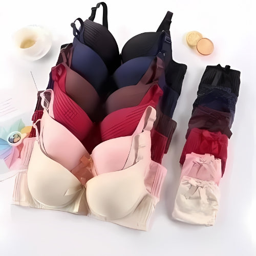 Women's Lightly Padded Wire Free Bra Panty Lingerie Set for Girl's Combo (Pack of 6)